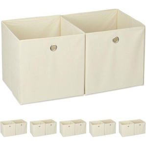 Relaxdays - 12 x Aufbewahrungsbox Stoff, quadratisch, Aufbewahrung für Regal, Stoffbox in Würfelform, HxBxT: 30 x 30 x 30 cm, beige