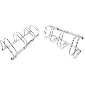 Relaxdays - 2 x 4er Fahrradständer im Set, Mehrfachständer für je 4 Fahrräder, zur Boden- und Wandmontage, hbt 26 x 100 x 32 cm, silber