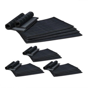 Relaxdays - 24 teiliges Tischset, Platzdeckchen aus Bambus, rutschhemmende Unterseite, Platzset abwischbar, 30 x 45 cm, schwarz