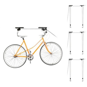 Relaxdays - 4 x Fahrradlift im Set, mit Seilzug, universal Fahrradhalterung, zur Deckenmontage, für 4 Fahrräder