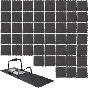 Relaxdays - 48 Bodenschutzmatten 60x60cm, 18m², Unterlegmatte Fitnessgeräte, Stärke 1cm, erweiterbar, Lärm- & Trittschutz, schwarz