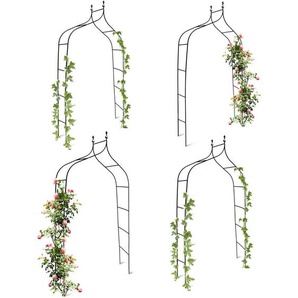 Relaxdays - 4er Set Rankbogen Metall geschwungen 240 cm, royaler Rosenbogen mit Spitze, Rankhilfe und Gartendeko für Draußen, grün