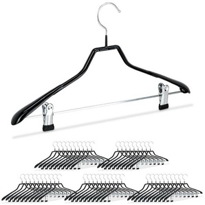 Relaxdays - 50 x Klammerbügel, Kleiderbügel für Kostüme, gummiert, aus Metall, rutschfest, platzsparend, 42 cm breit, schwarz