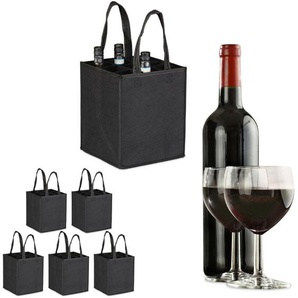 Relaxdays - 6 x Flaschentasche je 9 Flaschen, Flaschenträger für Wein Bier, Leergut, Getränketasche, hbt 45x24x24 cm, schwarz