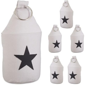 Relaxdays - 6er Set Türstopper Stern, Türpuffer Stoff, Türsack Boden, extra hoch, mit Griff, dekorativ, HxD: 23 x 11 cm, grau