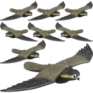 Relaxdays - 8er Set Vogelschreck Falke, fliegender Greifvogel als Vogelscheuche, Raubvogel Attrappe, Vogel lebensgroß, mehrfarbig