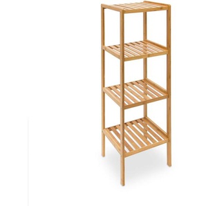 Relaxdays - Badregal Bambus, Standregal Badezimmer & Küche, Bambusregal mit 4 offenen Ablagen, hbt 110 x 34 x 33 cm, natur