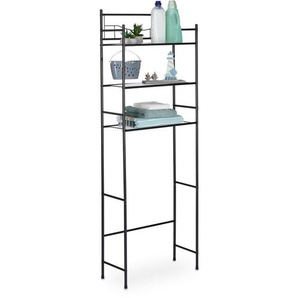 Relaxdays - berbauregal Metall, 3 Ablagen, Regal wc, Waschmaschine, Trockner, Toilettenüberbau hbt 165x58x25 cm, schwarz