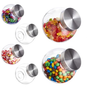 Relaxdays - Bonbongläser 6x, 1,5 l, Vorratsgläser für Süßigkeiten, Aufbewahrungsgläser mit Edelstahl-Deckel, transparent
