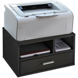 Relaxdays - Druckerständer Schreibtisch, 3 Fächer, Regal für Drucker, Druckerhalter, h x b x t: 22 x 40 x 30 cm, schwarz