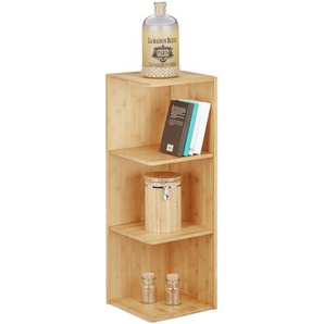 Relaxdays - Eckregal Bambus, 3 Ablagen HxBxT: 85,5 x 29 x 29 cm, Bücherregal, Küchenregal, Aufbewahrung, Lagerung, natur