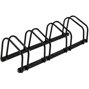 Relaxdays Fahrradständer Boden, für 4 Räder, bis 60 mm Reifenbreite, Metall, Garage, Fahrrad-Aufstellständer, schwarz