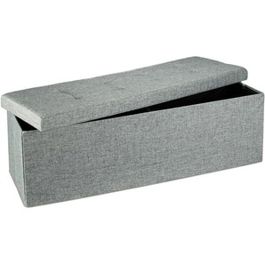 Relaxdays - Faltbare Sitzbank xxl, Sitzcube mit Stauraum, Sitzwürfel aus Leinen, mit Deckel, hbt 38 x 114 x 38 cm, grau