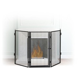 Relaxdays - Kaminschutzgitter Metall, Absperrgitter 5 Elemente, Feuerschutzgitter für Babys und Haustiere, schwarz