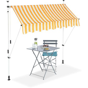 Relaxdays - Klemmmarkise, Balkon Sonnenschutz, einziehbar, Fallarm, ohne Bohren, höhenverstellbar, 200 cm breit, gestreift