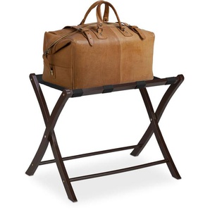 Relaxdays - Kofferständer Holz, klappbar, Gepäckablage, Kofferaufbewahrung, für Reisegepäck, HxBxT: 52,5x66,5x48 cm, braun