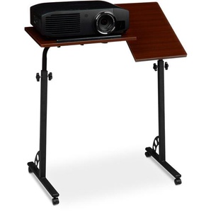 Relaxdays - Laptoptisch höhenverstellbar, HxBxT:110x80x50cm, Rednerpult mit Rollen, Ablage für Beamer, Mahagoni (braun)
