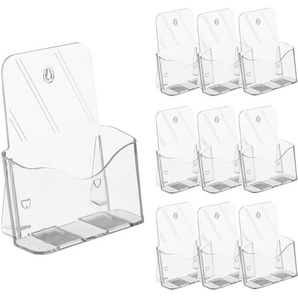 Relaxdays - Prospektständer din A5, 10er Set, Acryl, Prospekthalter für Tisch & Wand, hbt: 20 x 17,5 x 8,5 cm, transparent