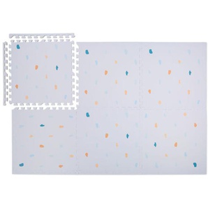 Relaxdays Puzzlematte 6er Set, gepunktete Spielmatte mit Rand, 60x60 cm, schadstofffreier Schaumstoff, Kindermatte, grau