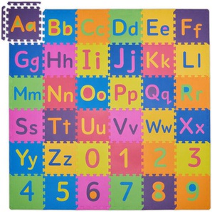 Relaxdays - Puzzlematte abc und Zahlen, 90 Teile, Spielmatte Kinder, BxT: 180,5x180,5 cm, unbedenklich, Schaumstoff, bunt