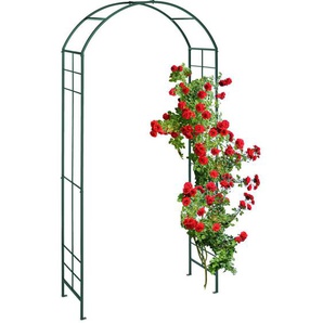 Relaxdays - Rosenbogen, Metall, Torbogen Garten, HxBxT: 224 x 110 x 41 cm, stabiler Rankbogen für Kletterpflanzen, grün