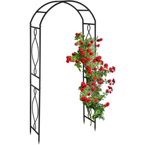 Relaxdays - Rosenbogen Metall, Torbogen Garten, HxBxT: 230 x 100 x 40 cm, stabiler Rankbogen für Kletterpflanzen, schwarz