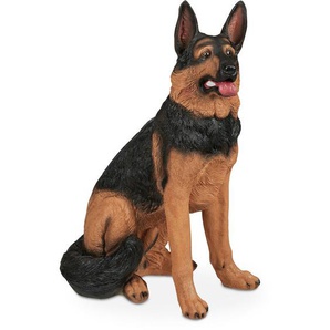 Relaxdays - Schäferhund Figur, lebensgroß, wetterfest, Dekofigur Hund, Garten Deko, hbt: 85 x 39 x 55 cm, Polyresin, braun