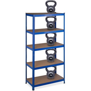 Relaxdays - Schwerlastregal, hbt: 180x90x45 cm, bis 1325kg, 5 Ebenen, Lagerregal Speisekammer, Keller, Garage, Stahl, blau