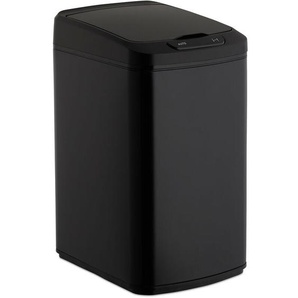 Relaxdays Sensor Mülleimer 12l, eckiger Abfalleimer mit Deckel & Inneneimer, Küche & Bad, Automatik Mülleimer, schwarz
