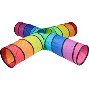 Relaxdays - Spieltunnel 4 Röhren, farbenfroher Kindertunnel, hbt: 46x232x232 cm, robuster Pop-up Tunnel, Polyester, bunt
