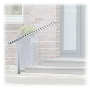 Relaxdays - Treppengeländer Edelstahl, für Drinnen und Draußen, 150 x 80 cm, mit Wandhaltern+Metalldübeln, silber