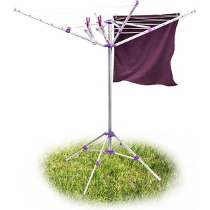 Relaxdays Wäschespinne, 19 m Leine, H x B x T: ca. 161 x 120 x 120 cm, mit Standfuß, Garten, zum Zusammenklappen, silber 10018371_0