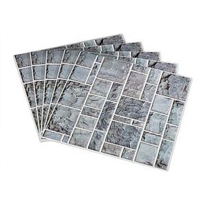 5 relaxdays Wandpaneele selbstklebend grau 50,0 x 50,0 cm