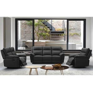 Relaxgarnitur 3+2+1 - Büffelleder - Schwarz - PAKITA