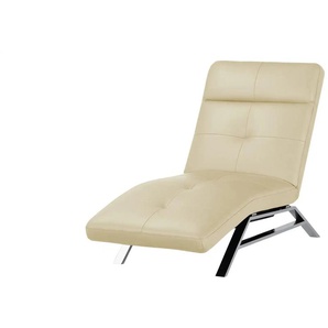 Relaxliege aus Leder Riva - creme - Materialmix - 80 cm - 113 cm - cm 198,0 | Möbel Kraft
