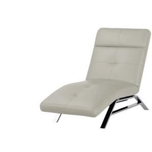 Relaxliege aus Leder Riva - grau - Materialmix - 80 cm - 113 cm - cm 198,0 | Möbel Kraft