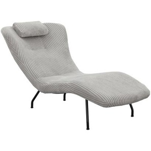 Relaxliege hellgrau, Texturstoff, 100% Polyester, Texturstoff, Gestell Metall schwarz matt - Liege, Chaiselongue