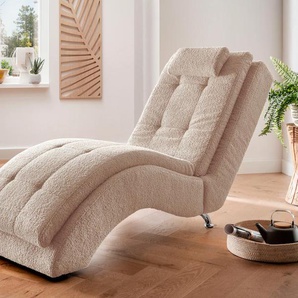 Relaxliege HOME AFFAIRE Vengo II Sofas Gr. B/H/T: 70 cm x 92 cm x 170 cm, beige (creme) Relaxliegen mit Kopfkissen, Mattenoptik auf Korpus