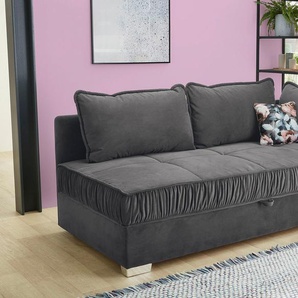 Relaxliege JOCKENHÖFER GRUPPE Dana Sofas Gr. B/T: 207 cm x 98 cm, Samt, Recamiere beidseitig montierbar, grau Relaxliegen inkl. Deko-Kissen, Federkern und großen Stauraum im trendigen Design