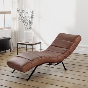 Relaxliege Kasson Braun Echtleder Arelia Schwarz 172 x 96 x 68cm