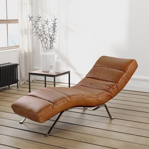 Relaxliege Kasson Braun Echtleder Arelia Silber 172 x 96 x 68cm