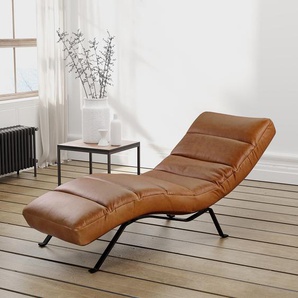 Relaxliege Kasson Braun Echtleder Arelia Schwarz 172 x 96 x 68cm