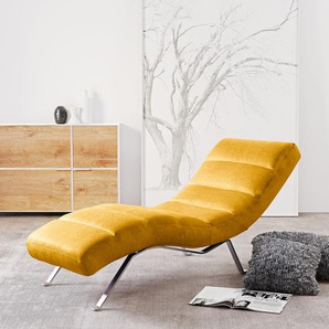 Relaxliege Kasson Gelb Webstoff Urda Silber 172 x 96 x 68cm