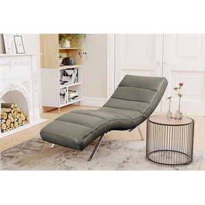 Relaxliege Kasson Grau Echtleder Nadra Silber 172 x 96 x 68cm