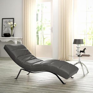 Relaxliege Kasson Grau Echtleder Mabel Schwarz 172 x 96 x 68cm