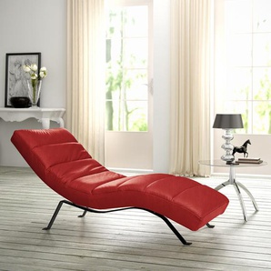 Relaxliege Kasson Rot Echtleder Mabel Schwarz 172 x 96 x 68cm