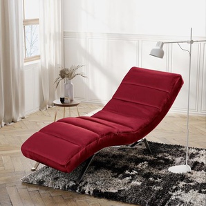 Relaxliege Kasson Rot Samt Onoli Silber 172 x 96 x 68cm