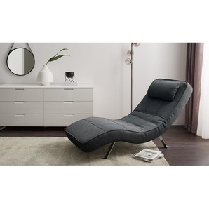 Relaxliege Long Island Webstoff Grau/Dunkelbraun Stoff Parsa 70 x 80 x 170cm