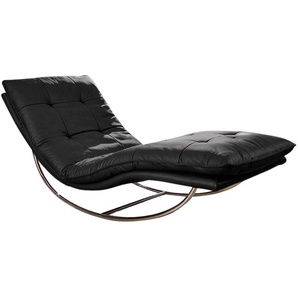 Relaxliege W.SCHILLIG daily dreams Sofas Gr. B/H/T: 75 cm x 85 cm x 169 cm, Longlife Xtra-Leder Z59, mit Kopfteilverstellung-mit Schaukelgestell, schwarz (schwarz z59) Relaxliegen in Waffelkissen-Optik, Schaukelgestell Chrom glänzend, 2 Breiten