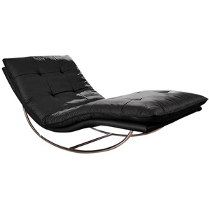 Relaxliege W.SCHILLIG daily dreams Sofas Gr. B/H/T: 95 cm x 85 cm x 169 cm, Longlife Xtra-Leder Z59, mit Kopfteilverstellung-mit Schaukelgestell, schwarz (schwarz z59) Relaxliegen in Waffelkissen-Optik, Schaukelgestell Chrom glänzend, 2 Breiten